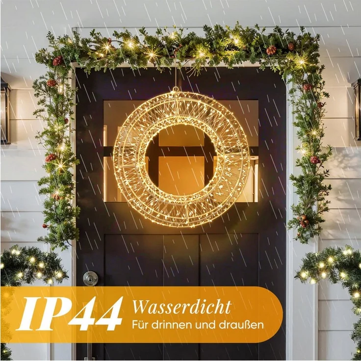 Salcar LED-Lichterkette LED Dekokranz Wandkranz Hängekranz Weihnachtsdeko Fenster Lichterkranz, Türkranz Ø35cm 400LEDs Timer & Memory Innen/Außen Warmweiß – Bild 3