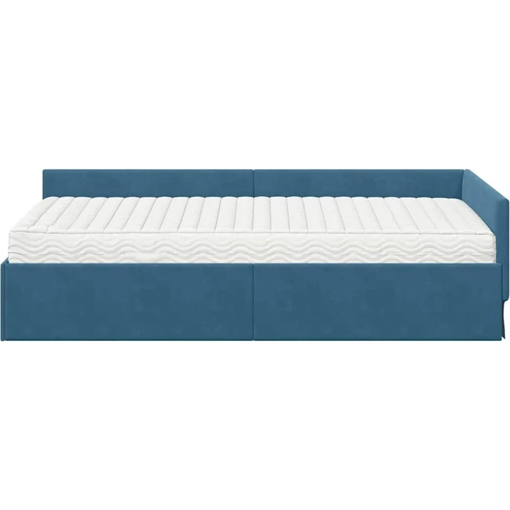 vidaXL Eckbettgestell mit Matratze Sonstiges 2 pcs Blau Samt 3393633 – Bild 5
