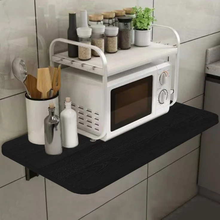 Shally Dogan Klappbarer Wandtisch, 80x60 cm, aus Holz, zusammenklappbar, platzsparend, vielseitig, Schreibtisch, Esstisch, Wohnzimmer, Badezimmer, Küche (schwarz) – Bild 1