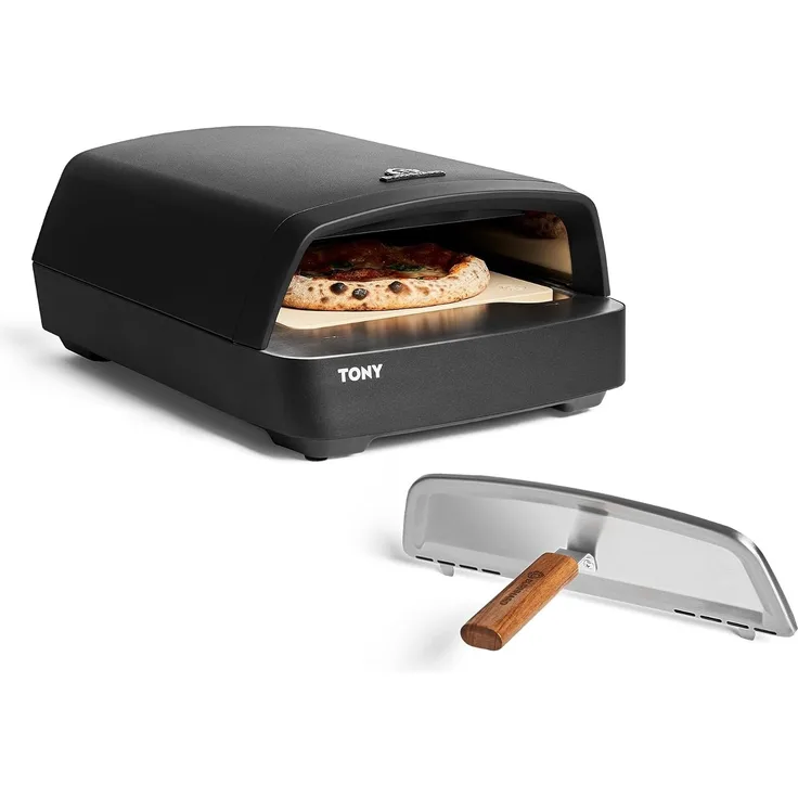 BURNHARD® Gas Pizzaofen, Tony inkl. Hitzeschild, 450 °C - Schwarz - #946555