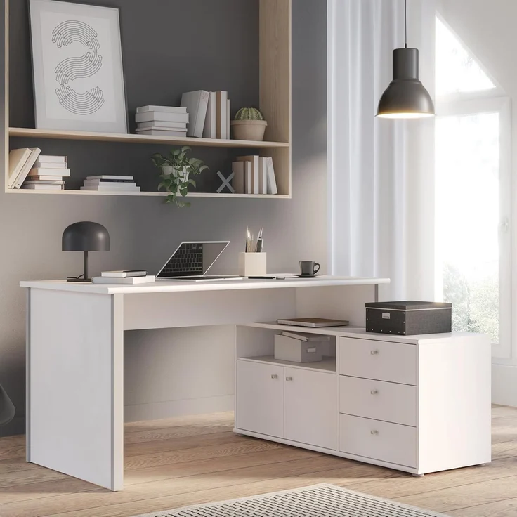 Forte Schreibtisch TEMPRA 2 - Büro in Weiß (120)-Grey (A11) – Bild 1