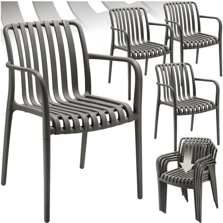 tectake Gartenstuhl Balkonstuhl Alcudia, wetterfest und UV-beständig, stapelbar (Set, 4 St), Wetterfester, robuster und langlebiger Kunststoff – Bild 4