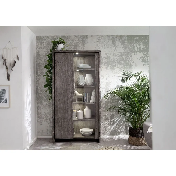 Vitrine Akazie 105x45x204 grau lackiert PURE ACACIA #911 – Bild 2