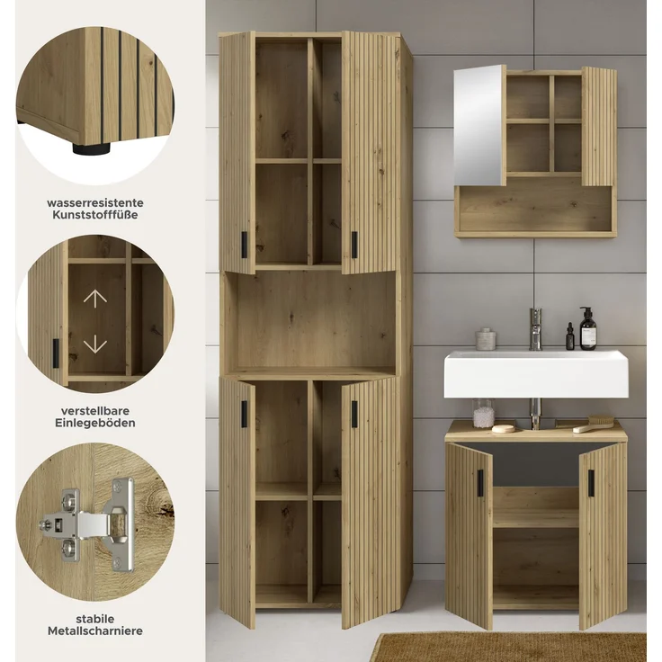 Badkombination B/H/T: 135x192x30 cm in Artisan Oak Nachbildung und -- – Bild 7