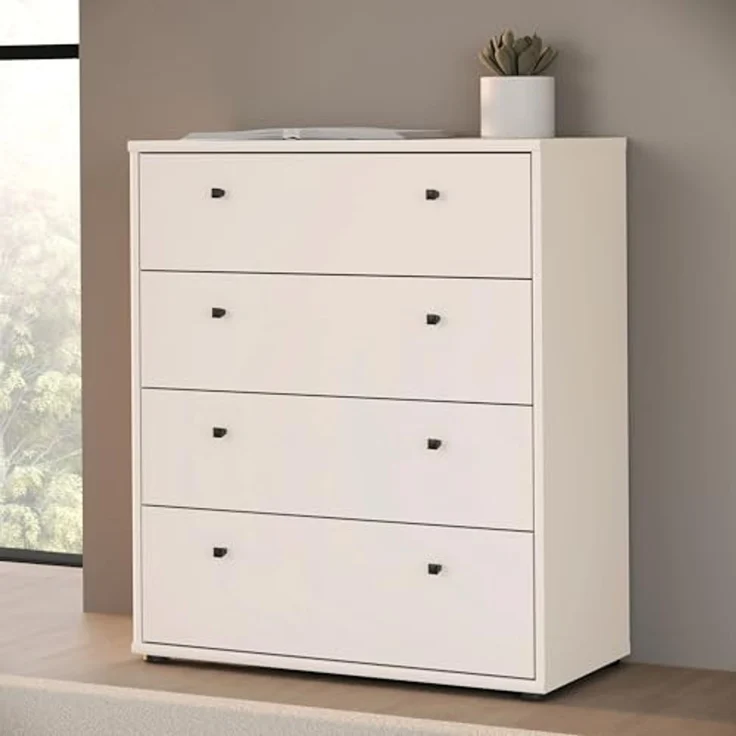 Forte TEMPRA 2 Kommode 70 80, Moderne Kommode mit 4 Schubladen, Schlafzimmer, Wohnzimmer, Büro, Holzwerkstoff, Kaschmir|Beige, 73,7 cm breit x 85,5 cm hoch x 34,8 cm tief – Bild 2