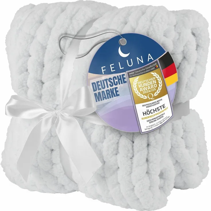 Wohndecke Grobmaschige Wohlfühldecke, Feluna, Flauschige Kuscheldecke Grobstrick Tagesdecke