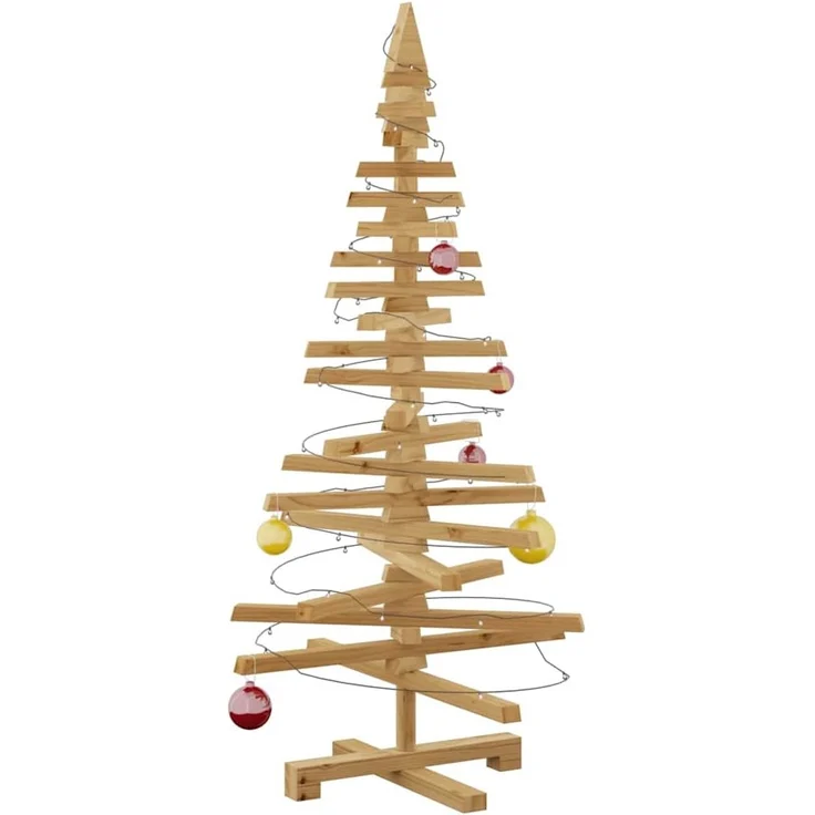 vidaXL Holz Weihnachtsbaum mit Ständer Braun 120 cm Massivholz Kiefer 42016699 – Bild 2