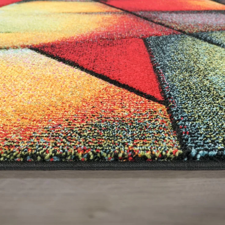 Paco Home Teppich Wohnzimmer Kinderzimmer Kurzflor Moderne 3D Optik Kariert Geometrische Muster, Grösse:160x230 cm, Farbe:Bunt 6 – Bild 3