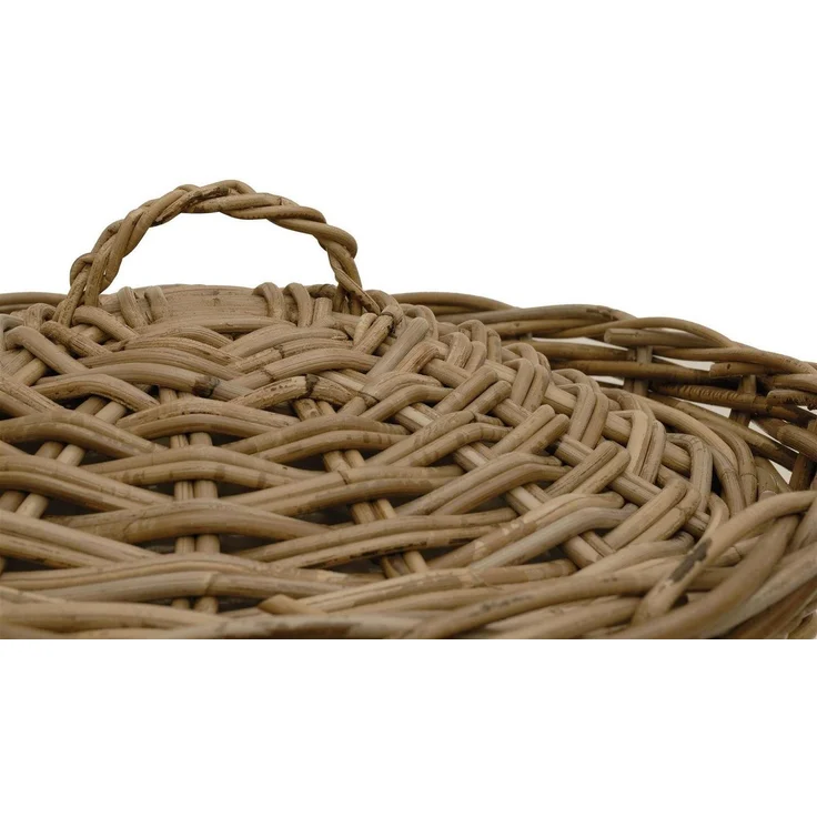 Krines Home Wäschetonne Wäschekorb Wäschetonne Wäschesammler Ø 50 cm aus echtem Rattan, rund mit Deckel und Inlett – Bild 3