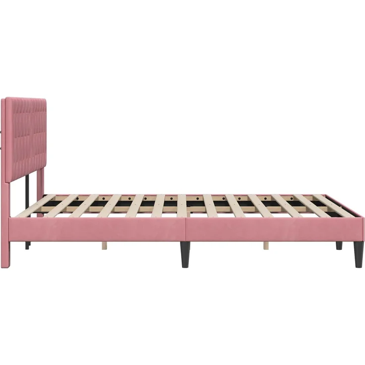 vidaXL Bettrahmen mit Kopfteil Rosa 140 x 190 cm Samt 42027664 – Bild 5
