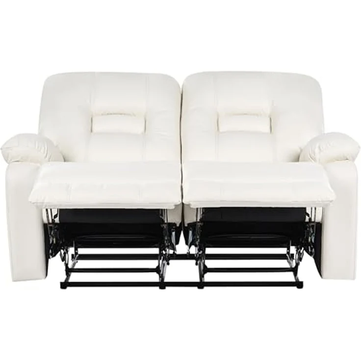 Sofa Set manuell verstellbar 4-Sitzer BERGEN Kunstleder Weiß – Bild 7