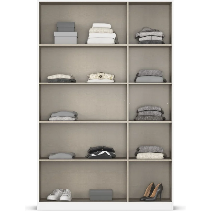 rauch Acero, Garderobenschrank in moderner Loft-Optik, 3-türig, 3 Glastüren, mit 8 Einlegeböden, Farbe Grau metallic, BxHxT 136x210x41cm – Bild 5