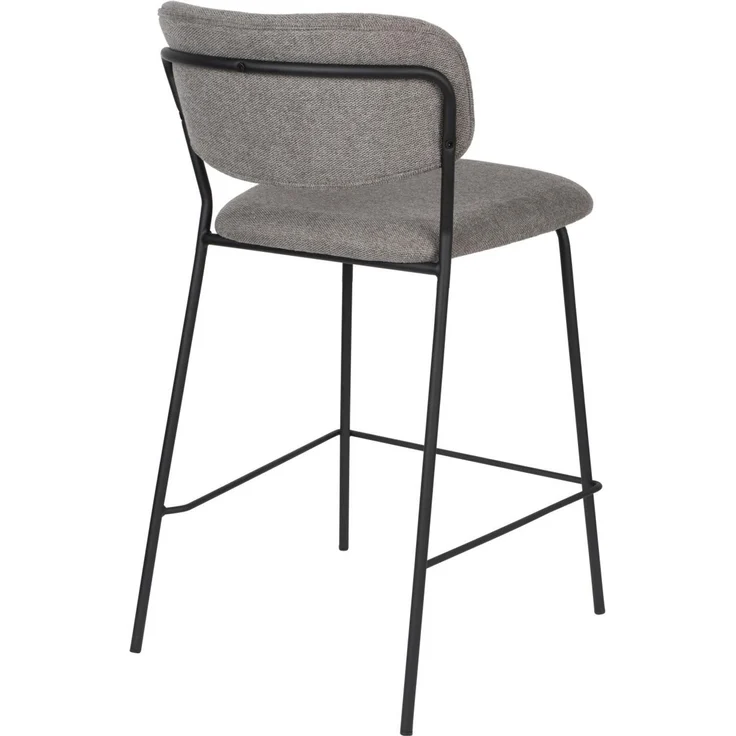 Barhocker Jolien im 2er-Set, Theken- und Küchenhocker mit gepolstertem Sitz aus 100% Stoff in Grau und schwarzem Metallgestell, Sitzhöhe 65 cm – Bild 4