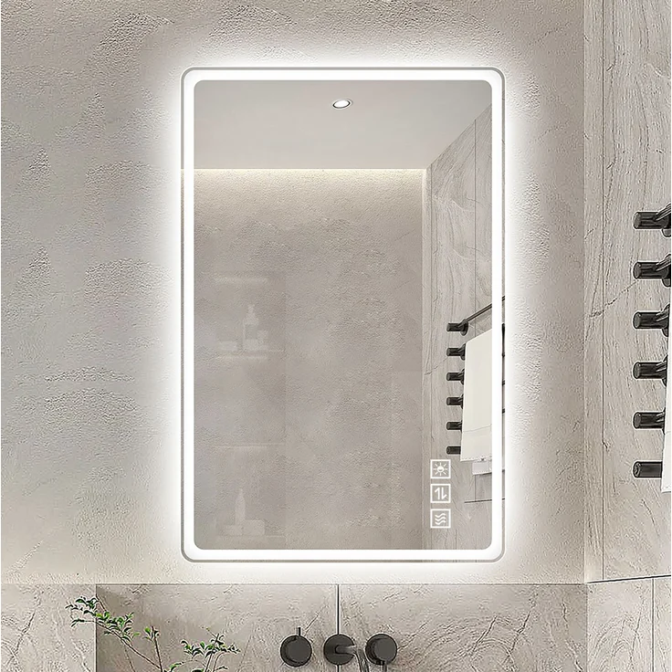 LED-Badezimmerspiegel 60x120 cm, rahmenlos mit Anti-Beschlag & Dimmfunktion, Silber – Bild 3