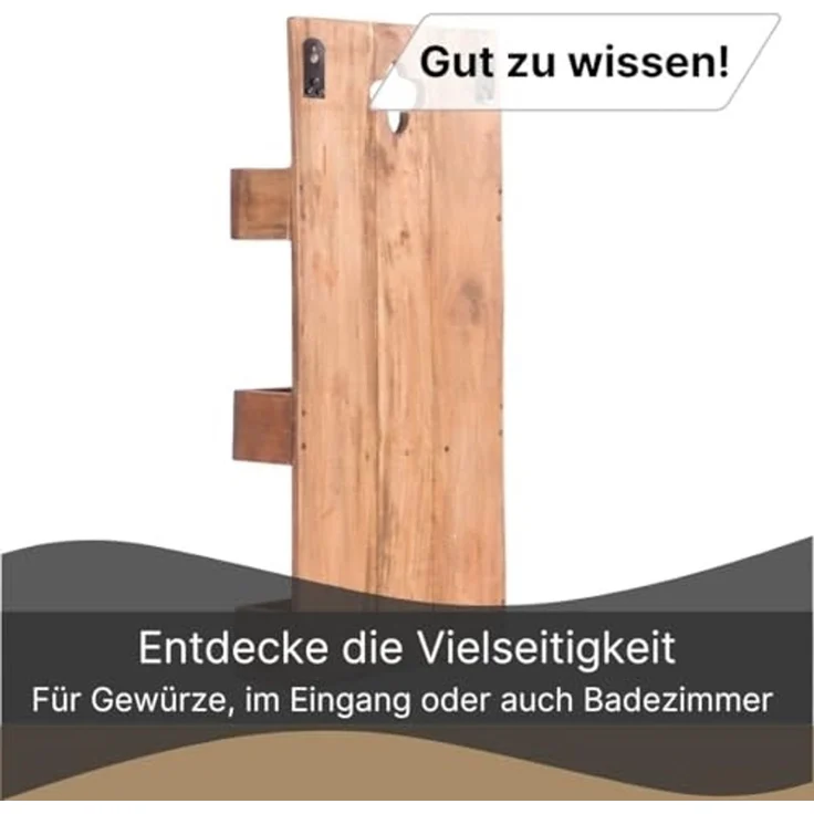 DESIGN DELIGHTS Wandregal WANDREGAL "DAYA", Massivholz, 65 cm, Holzregal mit Ablage – Bild 5