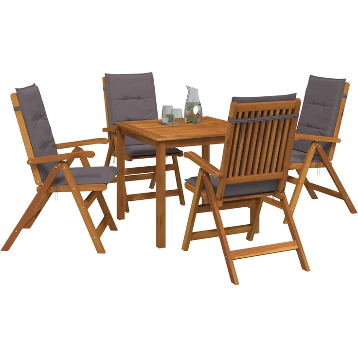 vidaXL 5-teiliges Garten-Esszimmer-Set 4-Sitzer Anthrazit 3434597 – Bild 3