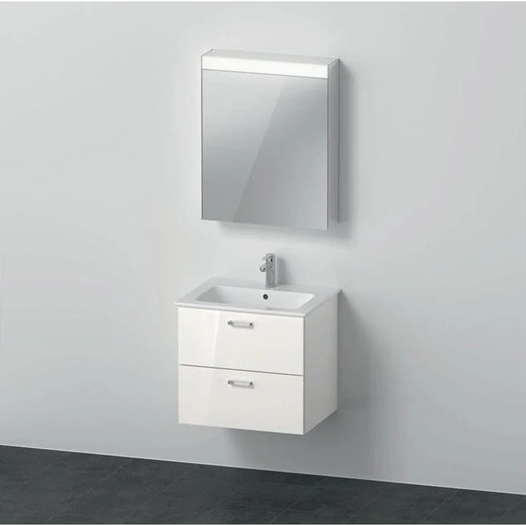 Duravit Badmöbelset XBASE 630mm, Wandmontage, Waschtisch, LED-Spiegelschrank, Soft-Close-Tür, weiss