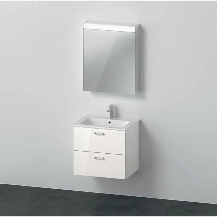 Duravit Badmöbelset XBASE 630mm, Wandmontage, Waschtisch, LED-Spiegelschrank, Soft-Close-Tür, weiss