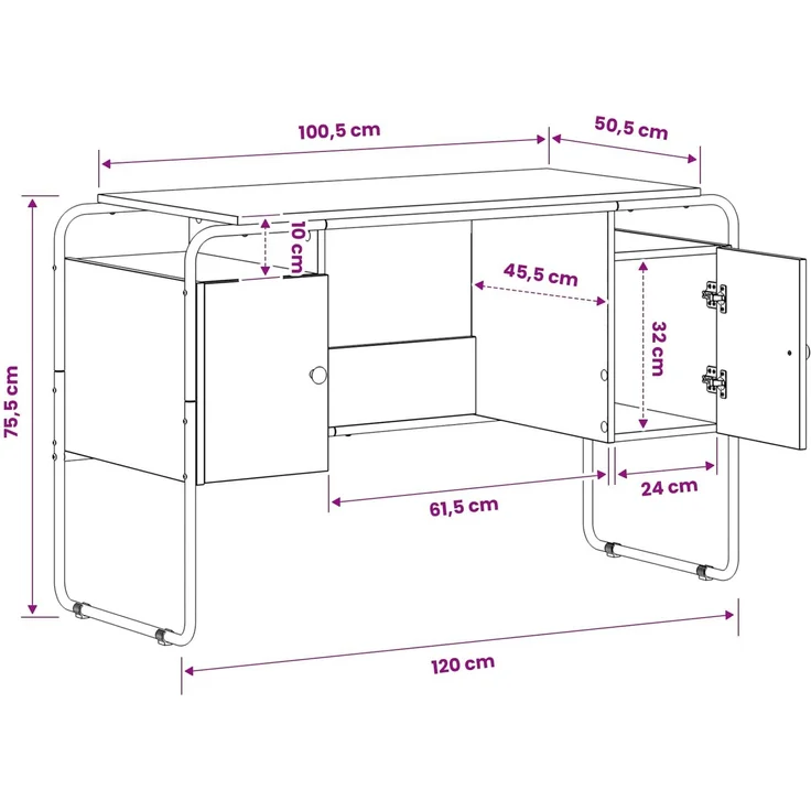 vidaXL Schreibtisch mit Stauraum Schwarz Eichen-Optik 8008038 – Bild 9