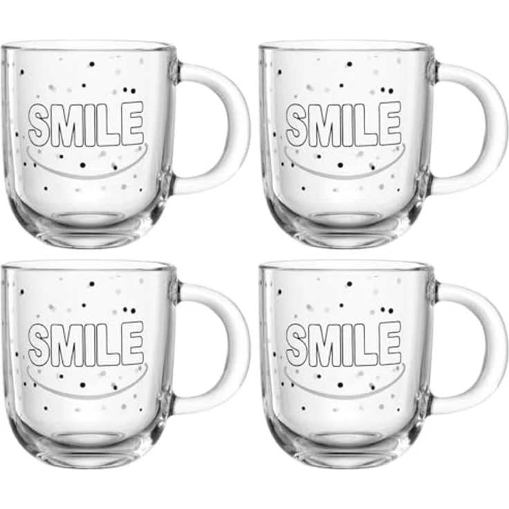 LEONARDO Tasse Becher "SMILE", 4er-Set, UFFICIO, 4-tlg, Glas, spülmaschinengeeignet – Bild 1