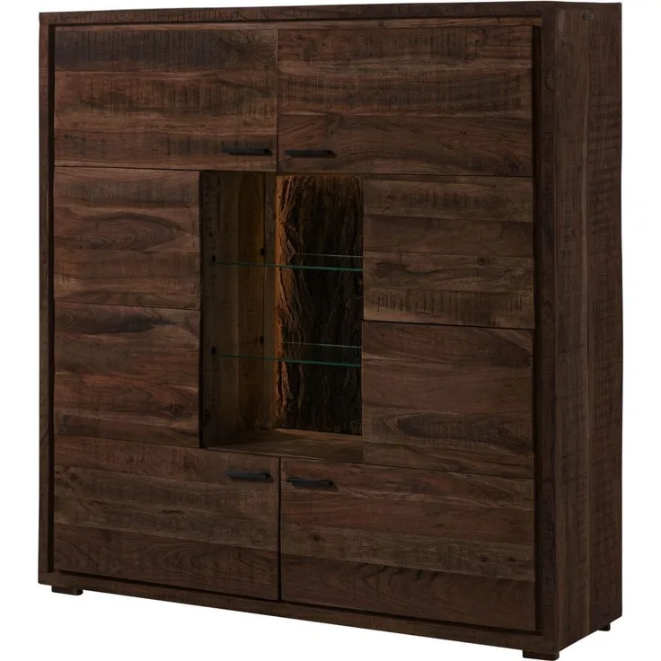 Highboard Akazie 145x40x153 dunkelbraun lackiert BARK #207