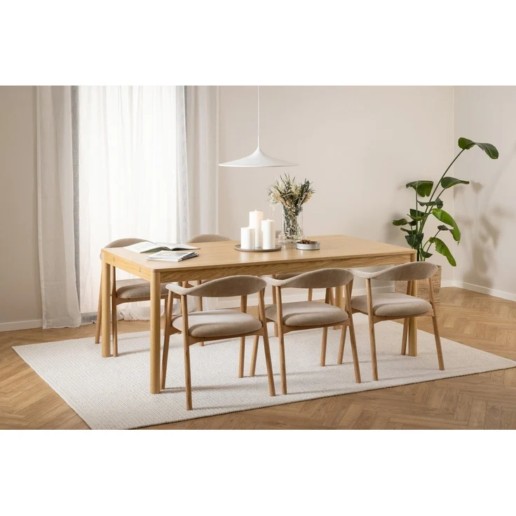 Holzstuhl >Addi< (2er-Set) in Beige, Polyester, Massivholz - 56x75,5x54 (BxHxT) – Bild 3