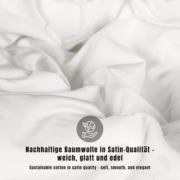 SCHÖNER WOHNEN-Kollektion Bettwäsche PLAIN Satin Bettwäsche, Baumwolle, 1 teilig, 200 x 200 cm in Weiss – Bild 4