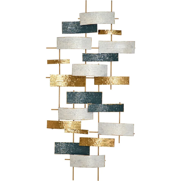 Metall Wanddekoration "Ilse" 120 cm creme/blau/gold – Bild 2