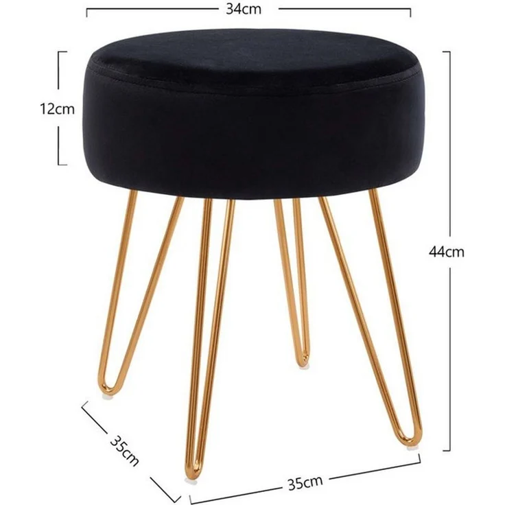 Duhome Hocker, Sitzhocker Rund Hocker Samt oder Stoff Lederoptik Schemel Metallbeine – Bild 2