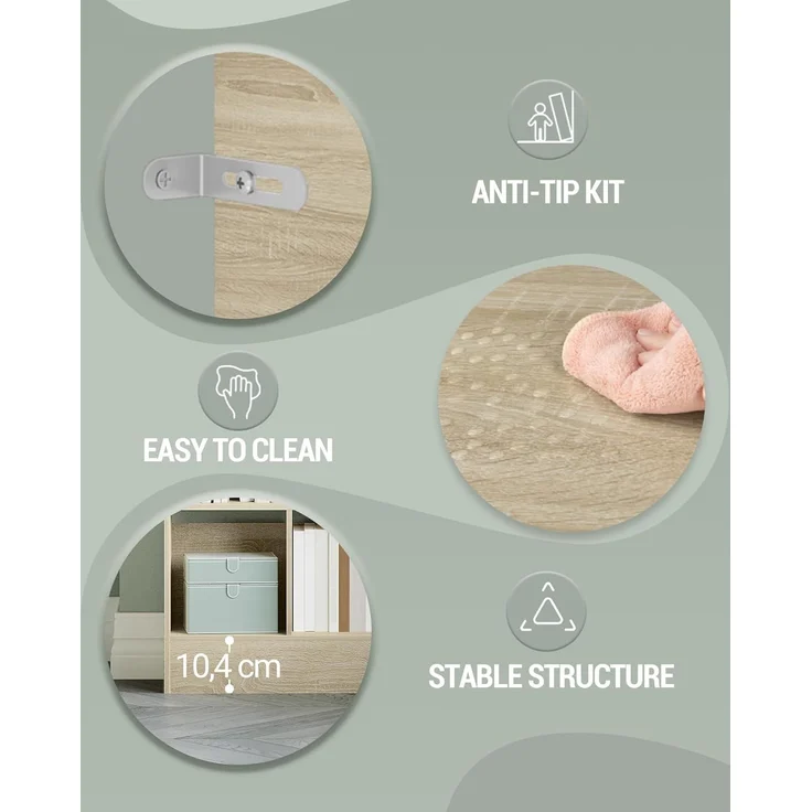 Bücherregal, Bücherschrank, mit 6 Fächern, Aufbewahrungsregal, Standregal, für Wohnzimmer, Büro, Schlafzimmer, 24 x 80 x 170 cm, Eichenbeige – Bild 5