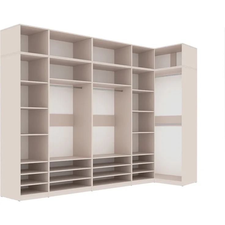Marmex Möbel Tres Set-X/N Einbauschrank ohne türen, Schrankset mit Aufsätzen, Kompaktgarderobe für Kleidung und Schuhe, laminierte Spanplatte, graubeige cashmere 311/100x246x51 cm