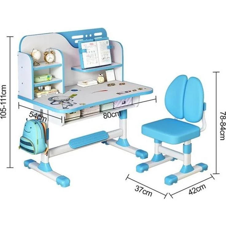 Rutaqian Kinderschreibtisch Kinderschreibtischstuhl Set für Kinder,Höheverstellbar 105 und 111 cm (Kinder-Schreibtisch- und Stuhl-Set, 1-St, 1 x Kinderschreibtisch, 1 x Kinderstuhl), Schreibtisch mit Stuhl, Bücherständer und Schublade für Jungs Mädchen – Bild 4