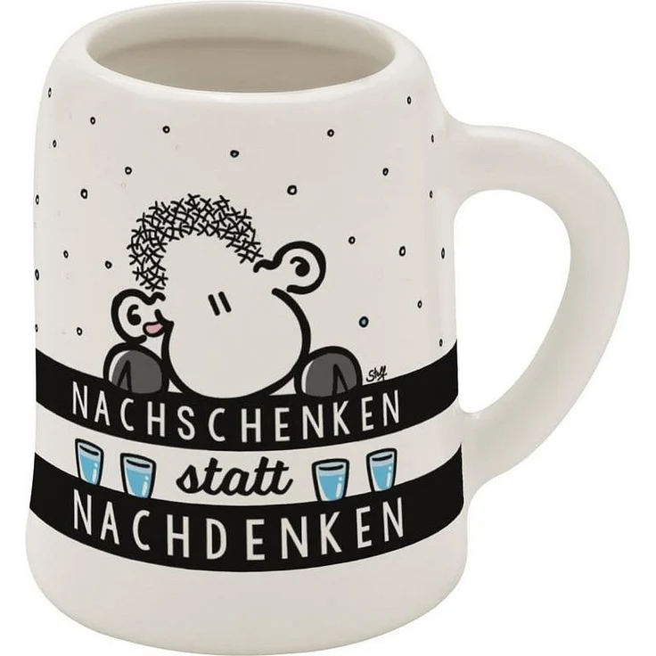 Schnapskrug Schnapsglas Stamper Keramik Sheepworld NACHSCHENKEN 73855 – Bild 1