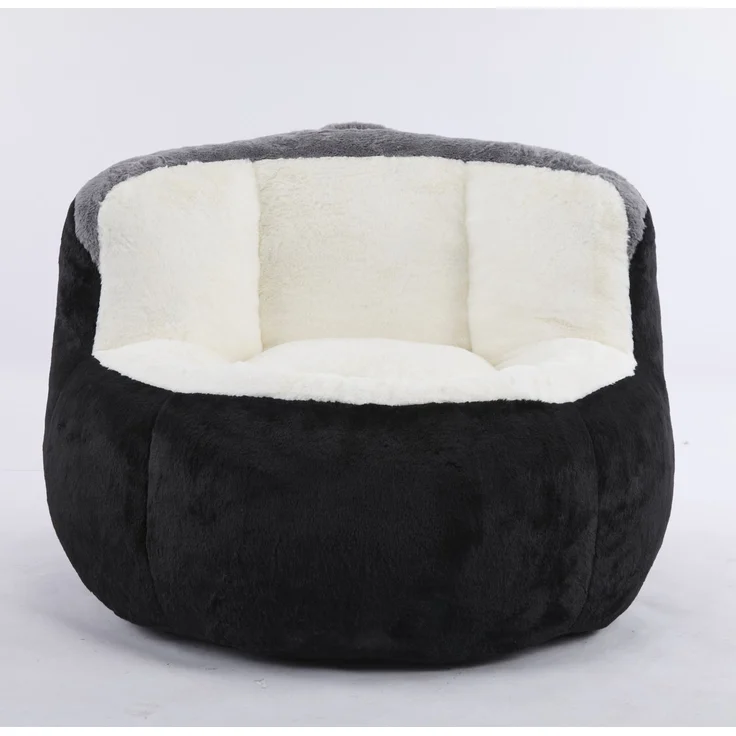 DESVIAE Sitzsack Mehrfarbig aus Kunstfell – 56x45x31 cm – Schaumstofffüllung, rutschfeste Unterseite – Bild 7