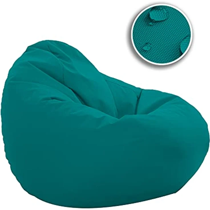 HomeIdeal - Sitzsack XXL Bodenkissen für Erwachsene & Kinder - Geeignet für Gaming oder Entspannen - Indoor wie Outdoor da er Wasserfest ist - mit EPS Perlen, Farbe:Türkis, Größe:XXXL – Bild 6