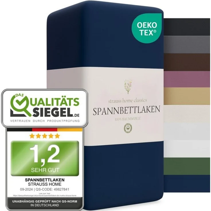 Strauss Home Spannbettlaken Premium, Gummizug: Rundumgummi, 150gr/m2 Premium Jersey 100% Baumwolle – Bild 4