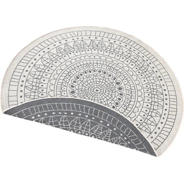 Wendeteppich Rund Porto Creme Grau In- & Outdoor