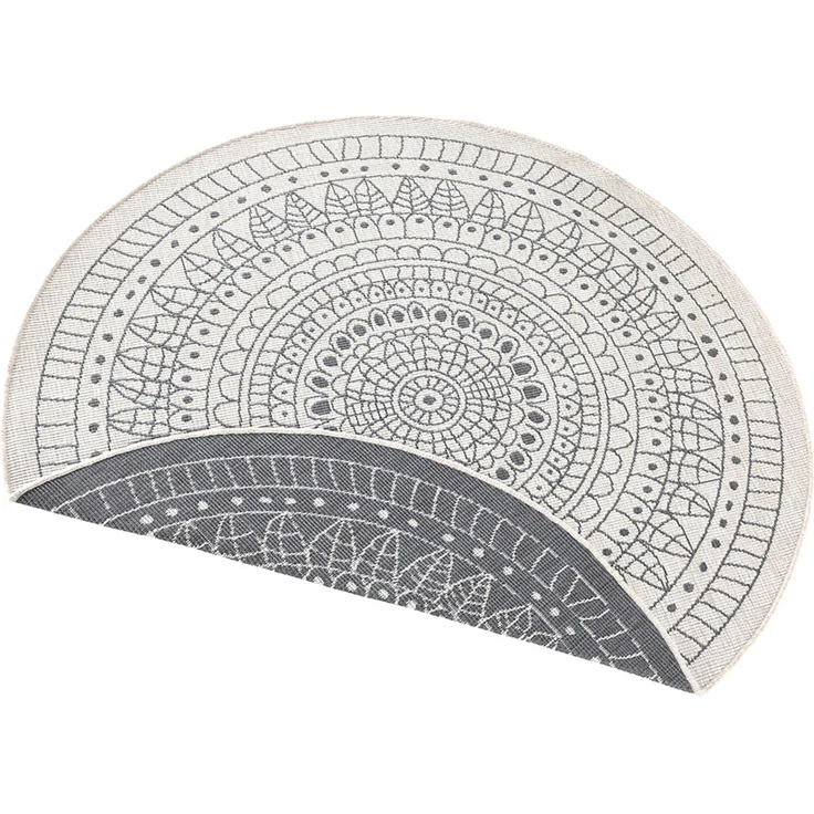 Wendeteppich Rund Porto Creme Grau In- & Outdoor – Bild 1