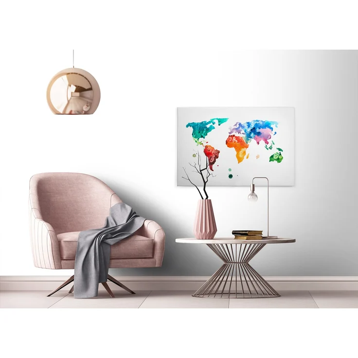 Weltkarte Leinwandbild Bunt 90x60 DD120336 Wandbild Leinwand Modern Jugendzimmer – Bild 4