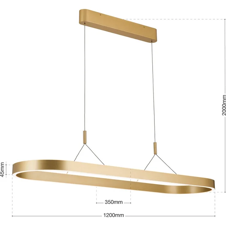Orion LED-Hängeleuchte Carrara, gold matt, höhenverstellbar, dimmbar mit CCT-Funktion