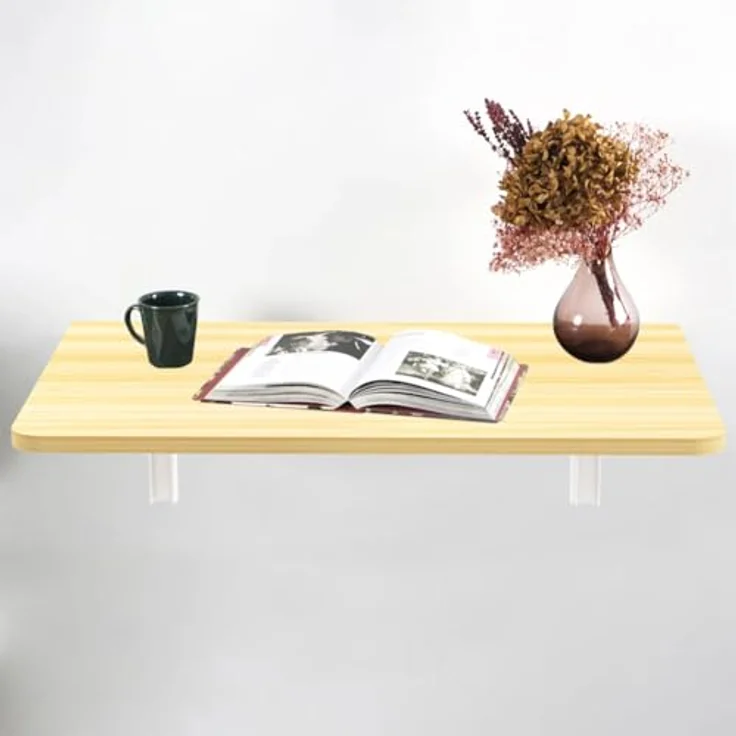 Shally Dogan Klappbarer Wandtisch, 80x60 cm, aus Holz, zusammenklappbar, platzsparend, vielseitig, Schreibtisch, Esstisch, Wohnzimmer, Badezimmer, Küche (Eiche) – Bild 7