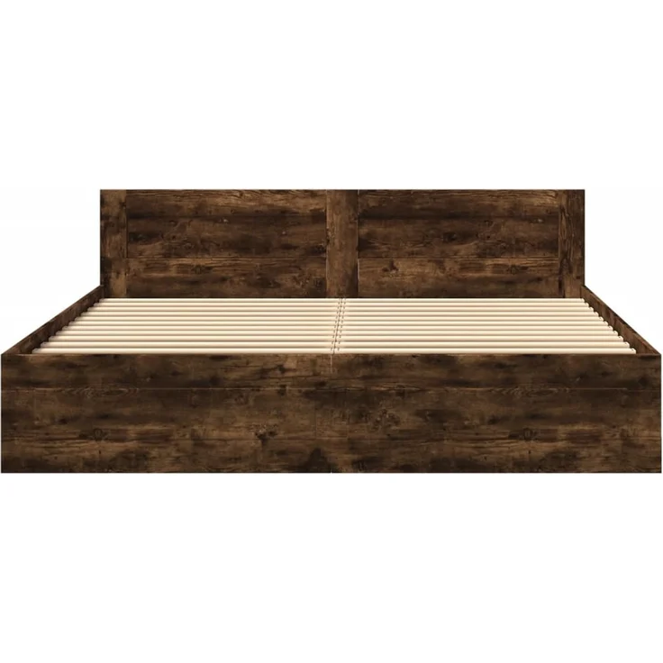 vidaXL Bettgestell mit Kopfteil Räuchereiche 200x200 cm Holzwerkstoff 3295538 – Bild 5