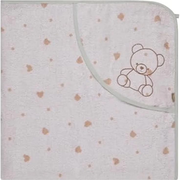 Sterntaler Kapuzenbadetuch Bär Bo, Baby-Badetuch mit Kapuze, saugfähige Baumwolle, Punkte-Applikation, süße Stickerei, weich und pflegeleicht, 100×100×0,5 cm, weiß