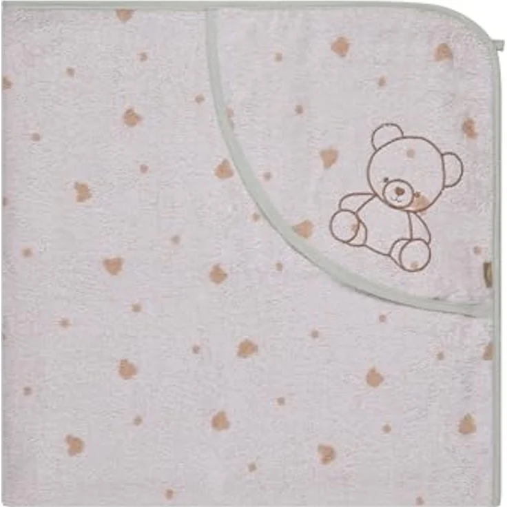Sterntaler Kapuzenbadetuch Bär Bo, Baby-Badetuch mit Kapuze, saugfähige Baumwolle, Punkte-Applikation, süße Stickerei, weich und pflegeleicht, 100×100×0,5 cm, weiß – Bild 1