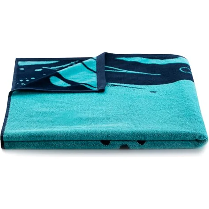 DecoKing Strandtuch groß 90x180 cm Baumwolle Frottee Velours Badetuch blau dunkelblau Marineblau weiß Turtle – Bild 4