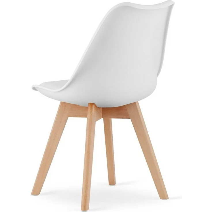 Home Collective Esszimmerstuhl Stuhl in insgesamt 11 Farben, Wohnzimmerstuhl, bequem und stabil (2 St), Schalenstuhl, 2x weiss mit Vollholzbeinen in natur – Bild 3