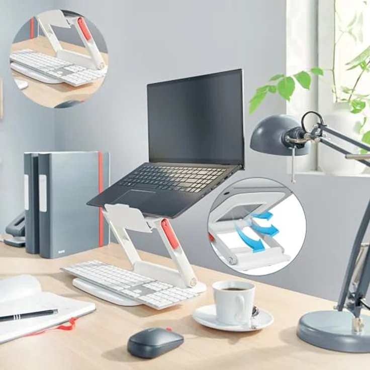 Leitz Ergo Set Active Stehhocker mit Dual Density Foam Komfortsitz + Multi-Winkel-Laptopständer, Hocker höhenverstellbar von 57 bis 82 cm, Für bis zu 110 kg, 65450085 + 64240001 – Bild 17