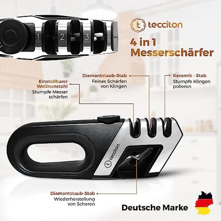 COFI 1453 Messerschärfer 4-in-1 mit ergonomischem Griff, ergonomischer Griff, 4in1 Messerschärfer, einstellbarer Schleifwinkel – Bild 4