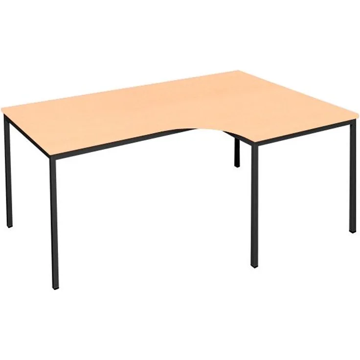 Freiformtisch - 750 x 2000 x 800/1200x800 mm - tiefschwarz/buche - Winkel rechts 332111