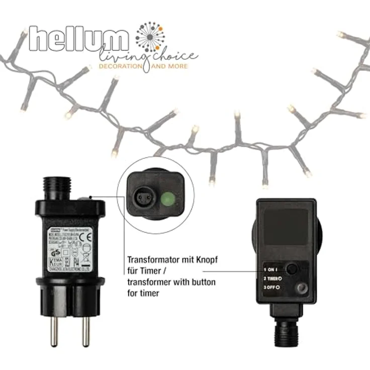 hellum LED Lichterkette außen Stecker, 384 LED warmweiß, 7,66m mit Timer für Innen & Außen – Bild 4
